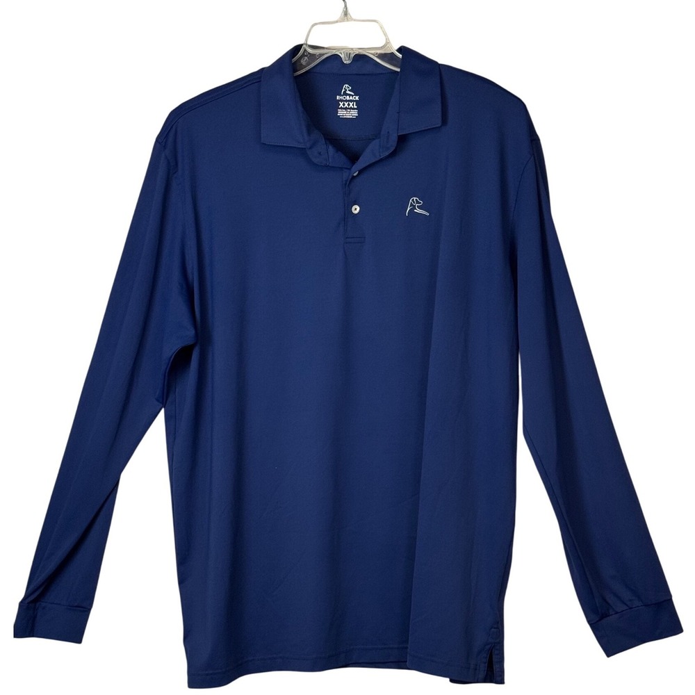 Rhoback Mens‎ Long Sleeve Polo Shirt Blue XXXL Golf Performance